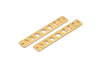 Gold Rectangle Charm, 4 Hammered Gold Plated Brass Moon Phases Charms With 2 Holes, Stamping Blanks (40x6x0.80mm) M01515 H0209
