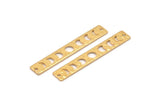 Gold Rectangle Charm, 4 Hammered Gold Plated Brass Moon Phases Charms With 2 Holes, Stamping Blanks (40x6x0.80mm) M01515 H0209