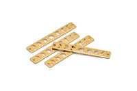 Gold Rectangle Charm, 4 Hammered Gold Plated Brass Moon Phases Charms With 2 Holes, Stamping Blanks (40x6x0.80mm) M01515 H0209