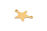 Gold Star Charm, 6 Textured Gold Plated Brass Star Charms With 2 Loops (22x16x0.80mm) M01577