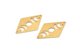 Gold Diamond Charm, 2 Textured Gold Plated Brass Moon Charms With 2 Holes, Rhombus Blanks (40x26x0.80mm) M01529 Q0274