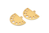 Gold Moon Charm, 4 Gold Plated Brass Moon Phases Charms With 1 Loop (22x17x0.80mm) M01550