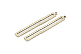Silver Stick Charm, 6 Antique Silver Plated Brass Stick Charms With 1 Loop (53x6x1.2mm) D1159