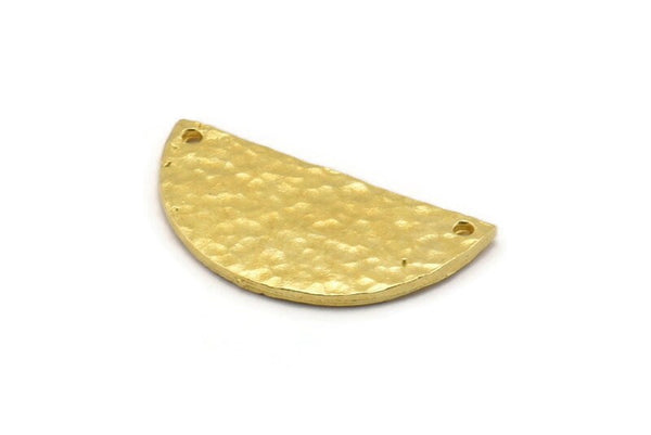 Çekiçle İşlenmiş Yarım Ay, Çekiçle İşlenmiş Ham Pirinç Yarım Daire Boşluklar 2 Delikli (30x15x1,2 mm) N0390