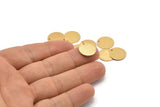 Gold Cabochon Tag, 4 Textured Gold Plated Brass Round Charms With 1 Hole, Stamping Tags (14x0.80mm) M01585