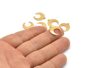Gold Moon Charm, 6 Gold Plated Brass Crescent Moon With 1 Loop, Earrings (16x14x0.80mm) M01569 H0927