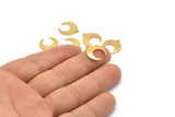 Gold Moon Charm, 6 Gold Plated Brass Crescent Moon With 1 Loop, Earrings (16x14x0.80mm) M01569 H0927