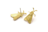 Brass Butterfly Earring, 4 Raw Brass Butterfly Stud Earrings (22x12mm) N1757