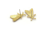 Brass Butterfly Earring, 4 Raw Brass Butterfly Stud Earrings (22x12mm) N1757