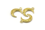 Brass Moon Charm, Raw Brass Textured Horn Charms, Pendant, Jewelry Finding (19x6x4mm) N0273