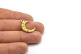 Brass Moon Charm, Raw Brass Textured Horn Charms, Pendant, Jewelry Finding (19x6x4mm) N0273