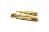 Brass Hammered Spike, 2 Raw Brass Hammered Spike Tribal Pendants (37x6x1 mm) N0158