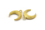 Brass Moon Charm, Raw Brass Textured Horn Charms, Pendant, Jewelry Finding (19x6x4.40mm) N0269