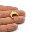 Brass Moon Charm, Raw Brass Textured Horn Charms, Pendant, Jewelry Finding (19x6x4.40mm) N0269