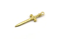 Şövalye Kılıcı Kolye, Ham Pirinç Kılıç Tılsımları (36x10mm) N0248