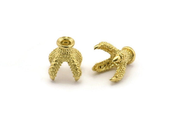 Dragon Bead Claw, Raw Brass Dragon Claw Connectors For 8mm Beads (13x10mm) N0252