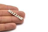Silver Rectangle Charm, 10 Hammered Antique Silver Plated Brass Moon Phases Charms With 2 Holes, Stamping Blanks (40x6x0.80mm) M01515 H0209