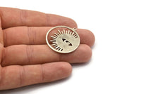 Silver Eye Charm, 4 Textured Antique Silver Plated Brass Eye Charms With 1 Loop (33x30x0.80mm) M01556