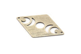 Silver Diamond Charm, 4 Textured Antique Silver Plated Brass Moon Charms With 2 Holes, Rhombus Blanks (40x26x0.80mm) M01529 Q0274