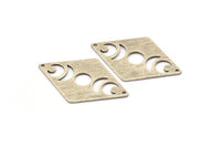 Silver Diamond Charm, 4 Textured Antique Silver Plated Brass Moon Charms With 2 Holes, Rhombus Blanks (40x26x0.80mm) M01529 Q0274