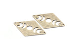 Silver Diamond Charm, 4 Textured Antique Silver Plated Brass Moon Charms With 2 Holes, Rhombus Blanks (40x26x0.80mm) M01529 Q0274