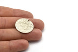 Silver Round Charm, 4 Hammered Antique Silver Plated Brass Round Charms With 1 Hole, Findings (25x0.80mm) M01516