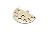 Silver Star Charm, 8 Antique Silver Plated Brass Moon Phases Charms With 1 Loop (22x17x0.80mm) M01546