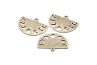 Silver Moon Charm, 8 Textured Antique Silver Plated Brass Moon Phases Charms With 1 Loop (22x17x0.80mm) M01565