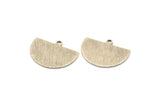 Semi Circle Charm, 8 Textured Antique Silver Plated Brass Half Moon Charms With 1 Loop, Stamping Blank (22x17x0.70mm) M01557