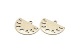 Silver Moon Charm, 8 Antique Silver Plated Brass Moon Phases Charms With 1 Loop (22x17x0.80mm) M01550