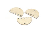 Semi Circle Charm, 8 Antique Silver Plated Brass Half Moon Connectors With 6 Holes (22x14x0.80mm) M01548