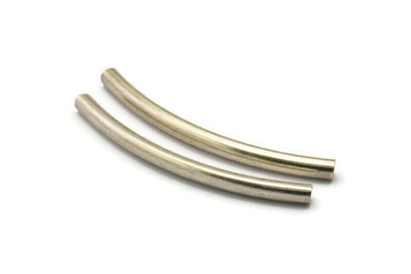 Silver Noodle Tubes - 6 Antique Silver Plated Brass Curved Tube Findings (6x80mm) Brc256