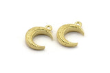 Brass Moon Charm, Raw Brass Textured Horn Charms, Pendant, Jewelry Finding (12x3.60x3.65mm) N0302