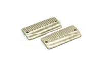 Silver Rectangle Charm, 12 Textured Antique Silver Plated Brass Rectangle Connectors With 2 Holes, Findings (22x10x0.50mm) D1121 H1052