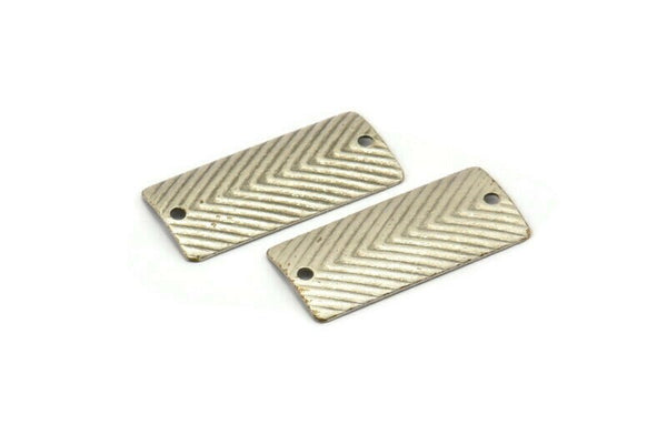 Silver Rectangle Charm, 12 Textured Antique Silver Plated Brass Rectangle Connectors With 2 Holes, Findings (22x10x0.50mm) D1121 H1052
