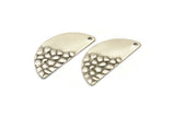 Semi Circle Charm, 8 Antique Silver Plated Brass Half Moon Charms With 1 Hole, Earrings, Pendants (28x13x0.80mm) D975
