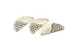 Semi Circle Charm, 8 Antique Silver Plated Brass Half Moon Charms With 1 Hole, Earrings, Pendants (28x13x0.80mm) D975