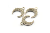 Silver Crescent Charm, 2 Antique Silver Plated Brass Textured Horn Charms, Pendant, Jewelry Finding (19x6x4.40mm) N0269