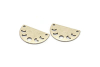 Silver Moon Charm, 10 Antique Silver Plated Brass Moon Phases Charms With 2 Holes (22x14x0.80mm) M01553