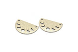 Silver Moon Charm, 10 Antique Silver Plated Brass Moon Phases Charms With 2 Holes (22x14x0.80mm) M01553
