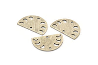 Silver Moon Charm, 8 Textured Antique Silver Plated Brass Moon Phases Charms With 2 Holes (22x14x0.80mm) M01566