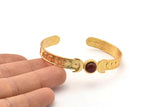 Gold Moon Cuff, Gold Plated Brass Moon Phases Cuff Stone Setting With 1 Pad -  Pad Size 8mm N1674