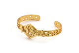 Gold Bee Cuff, Gold Plated Brass Bee And Honeycomb Cuff Stone Setting With 1 Pad - Pad Size 6mm N1655