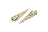 Silver Triangle Charm, 6 Antique Silver Plated Brass Triangle Charms With 1 Loop, Earrings, Findings (30x9x1mm) N1009