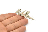 Silver Triangle Charm, 6 Antique Silver Plated Brass Triangle Charms With 1 Loop, Earrings, Findings (30x9x1mm) N1009