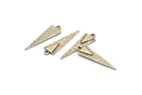 Silver Triangle Charm, 6 Antique Silver Plated Brass Triangle Charms With 1 Loop, Earrings, Findings (30x9x1mm) N1009