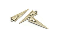 Silver Triangle Charm, 6 Antique Silver Plated Brass Triangle Charms With 1 Loop, Earrings, Findings (30x9x1mm) N1009