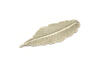 Gümüş Yapraklı Charm, 2 Delikli 3 Antik Gümüş Kaplama Pirinç Yapraklı Kolye (59x23mm) D0064--C030 H1364