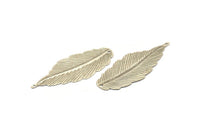 Gümüş Yapraklı Charm, 2 Delikli 3 Antik Gümüş Kaplama Pirinç Yapraklı Kolye (59x23mm) D0064--C030 H1364