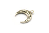 Gümüş Boynuz Kolye, 5 Antik Gümüş Kaplamalı Pirinç Dokulu Boynuz Tılsımı, Kolye, Mücevher Parçası (19x6x4mm) N0272
